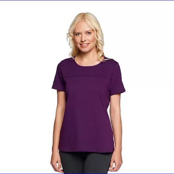 Denim & Co. Novelty Zip Front Jacket and SS T-Shirt Set - Purple - XL - Picture 5 of 15